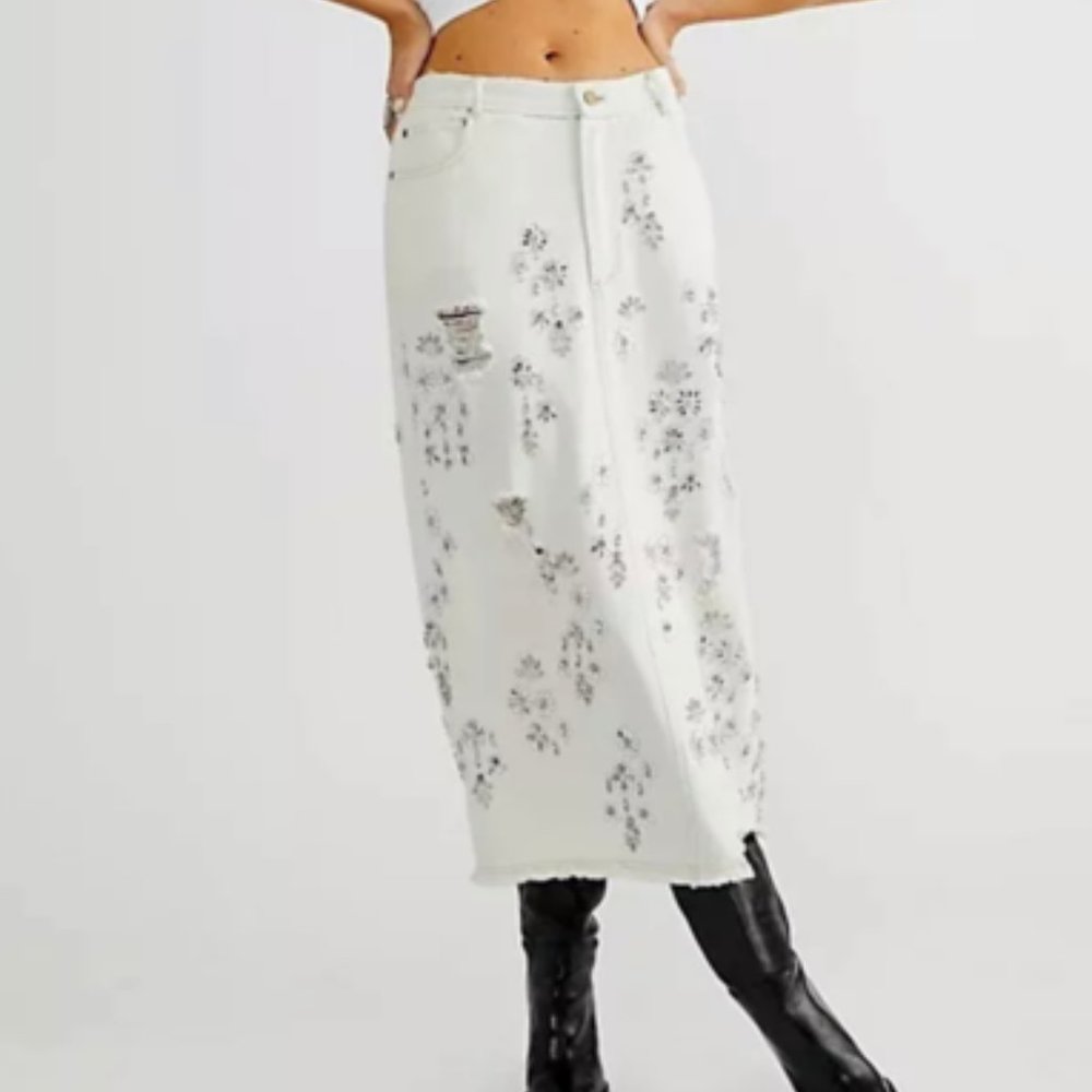 $228 Free People Diamond In The Rough Maxi Skirt x We The Free Size: 0
